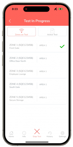 Liste de contrôle des zones Application mobile Armstrong